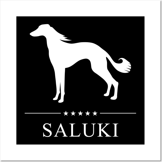 Saluki Dog White Silhouette Wall Art by millersye